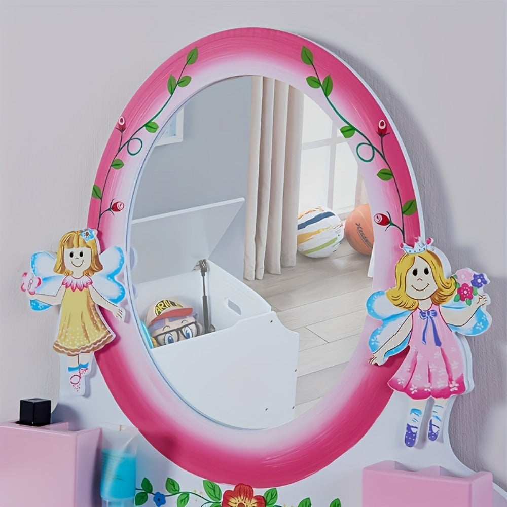 Wood Kids Vanity Set with Storage Drawers for Dressing and Daily Routines in Kids' Room detail image - detail view 6