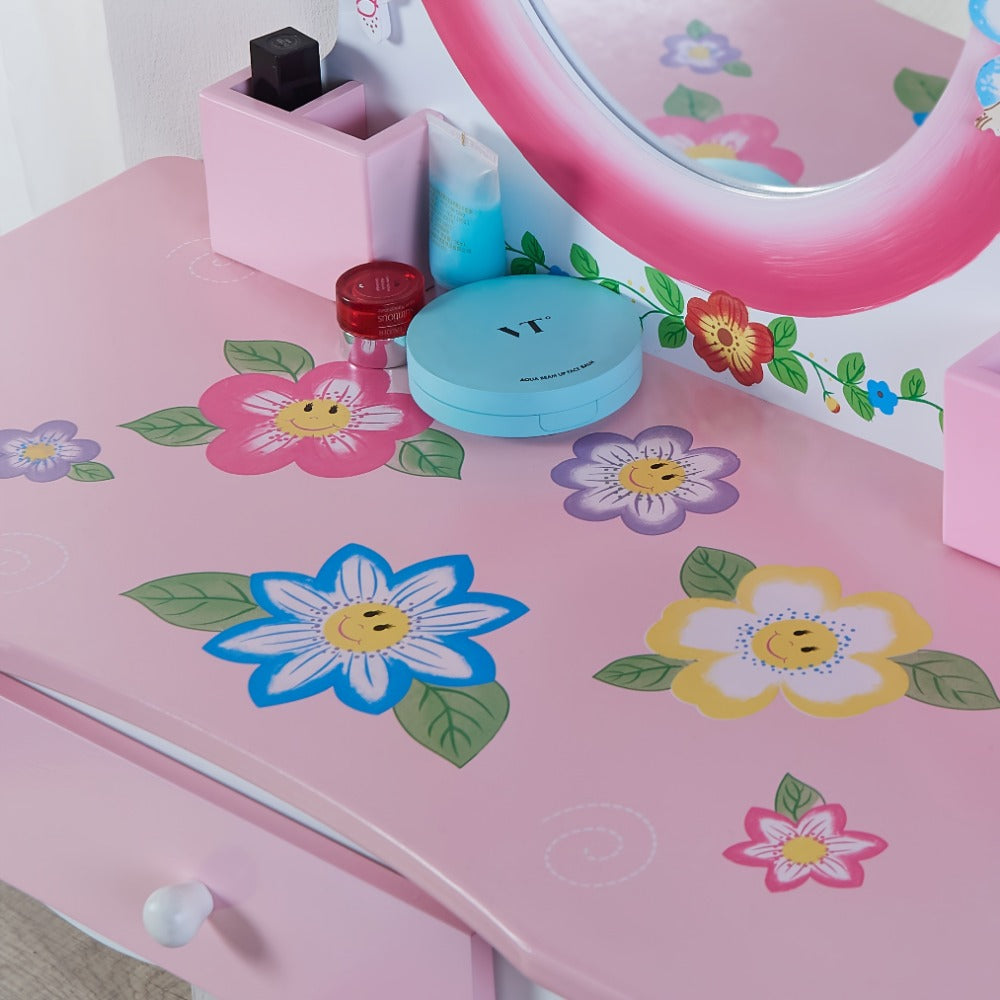 Wood Kids Vanity Set with Storage Drawers for Dressing and Daily Routines in Kids' Room detail image - detail view 7