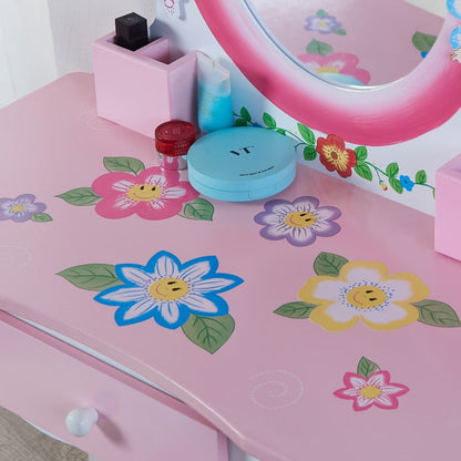 Wood Kids Vanity Set with Storage Drawers for Dressing and Daily Routines in Kids' Room detail image - detail view 7