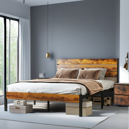 Wood Metal Bed Frame with Headboard and Footboard and No Box Spring Needed detail image - detail view 10