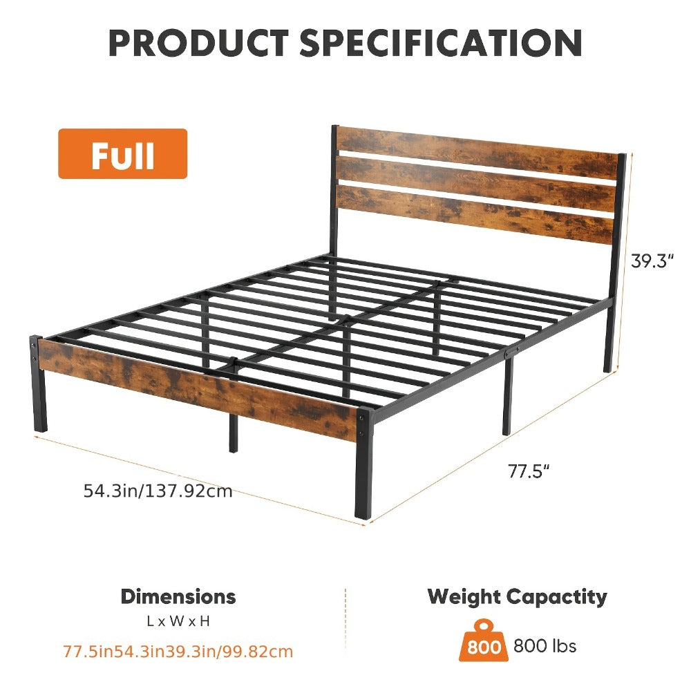 Wood Metal Bed Frame with Headboard and Footboard and No Box Spring Needed detail image - detail view 16