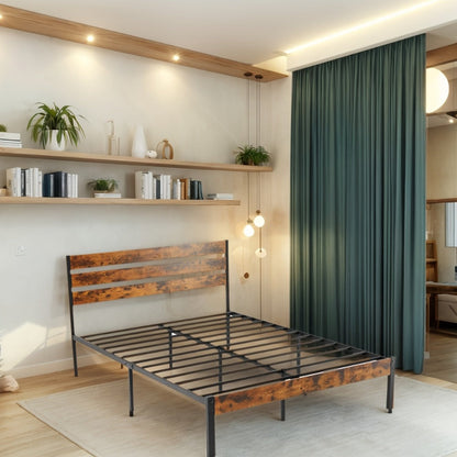 Wood Metal Bed Frame with Headboard and Footboard and No Box Spring Needed detail image - detail view 18