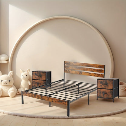 Wood Metal Bed Frame with Headboard and Footboard and No Box Spring Needed detail image - detail view 19