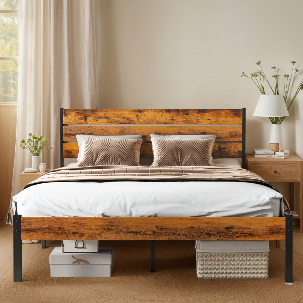 Wood Metal Bed Frame with Headboard and Footboard and No Box Spring Needed detail image - detail view 21