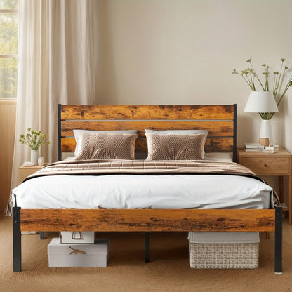 Wood Metal Bed Frame with Headboard and Footboard and No Box Spring Needed detail image - detail view 21