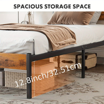 Wood Metal Bed Frame with Headboard and Footboard and No Box Spring Needed detail image - detail view 8