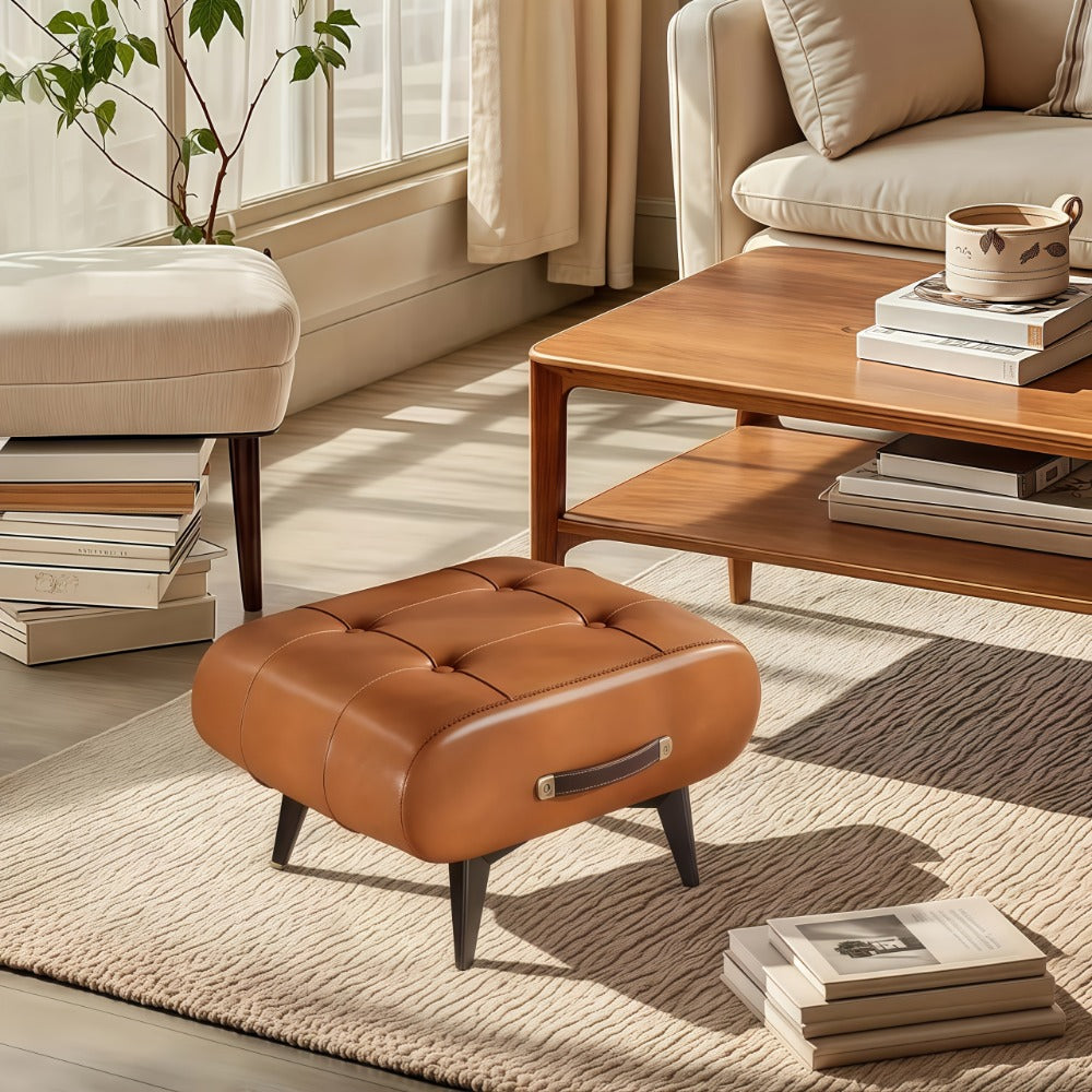 Wood Metal Ottoman with Footrest for Comfortable Everyday Seating in Living Room detail image - detail view 10