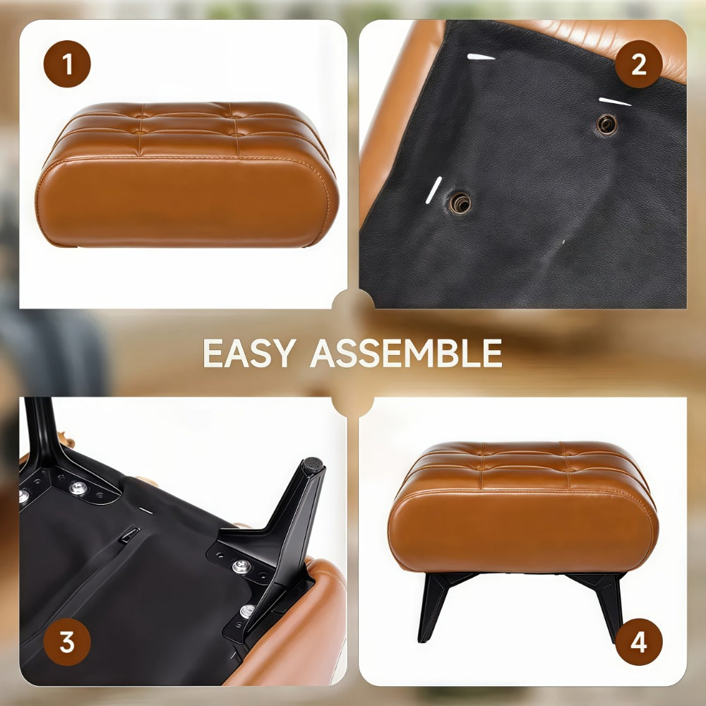 Wood Metal Ottoman with Footrest for Comfortable Everyday Seating in Living Room detail image - detail view 13