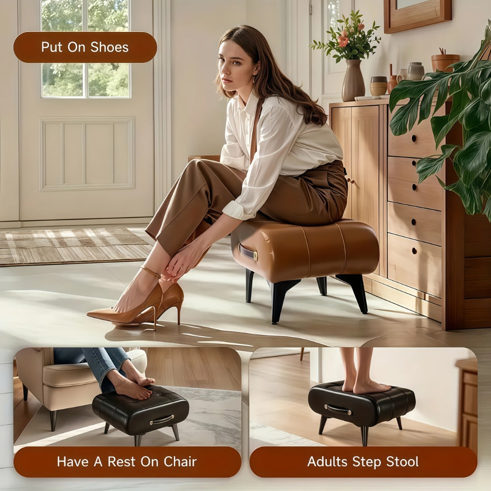 Wood Metal Ottoman with Footrest for Comfortable Everyday Seating in Living Room detail image - detail view 14