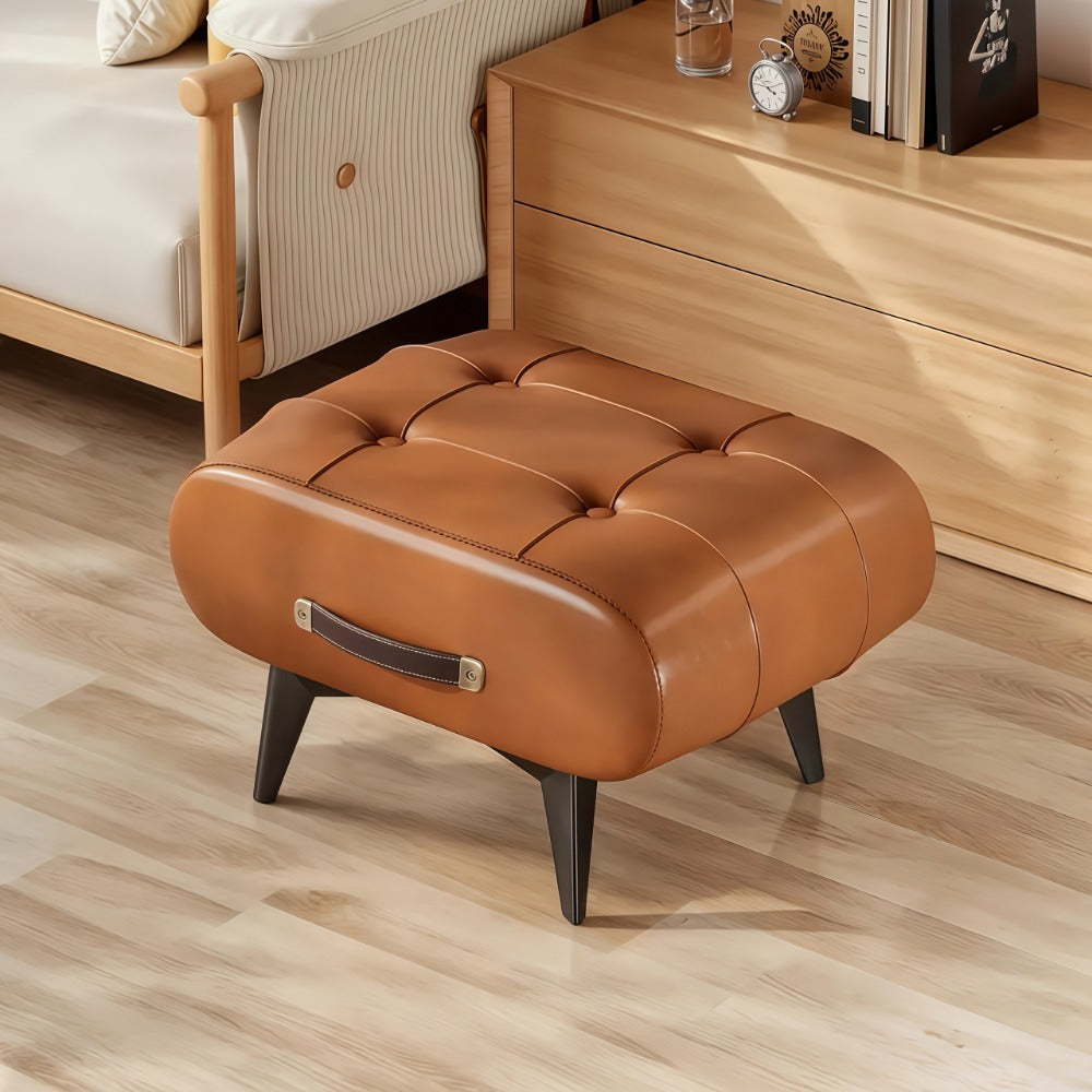 Wood Metal Ottoman with Footrest for Comfortable Everyday Seating in Living Room detail image - detail view 5