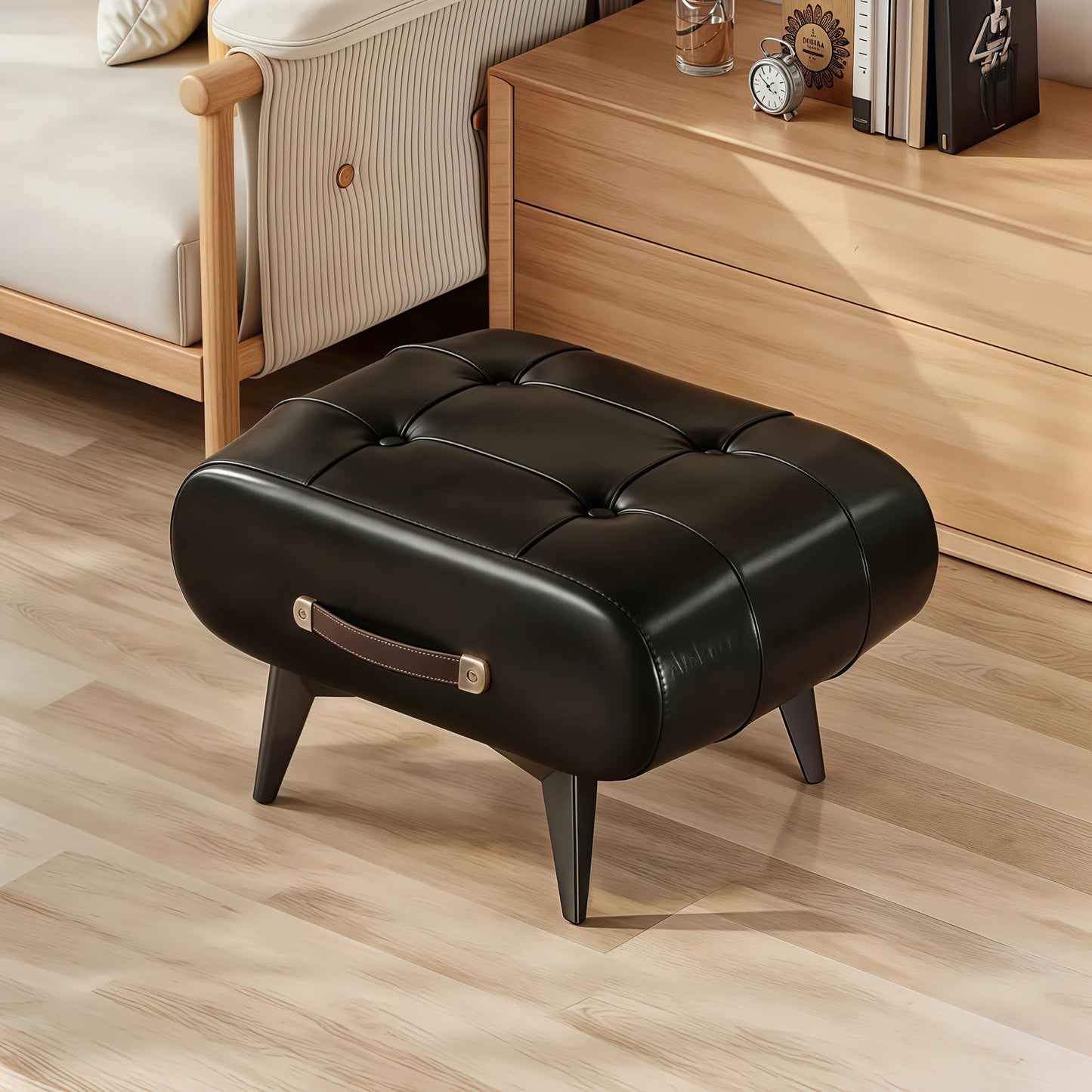 Ottoman shown in the Retro Black, 1 Pc option