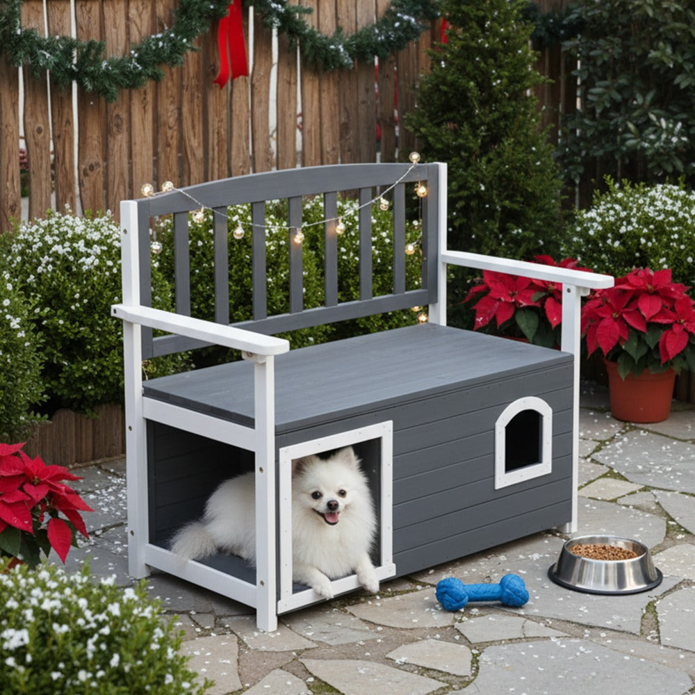 Wood Outdoor Bench with Hidden Storage and Weather-Resistant Finish for Patio detail image - detail view 10