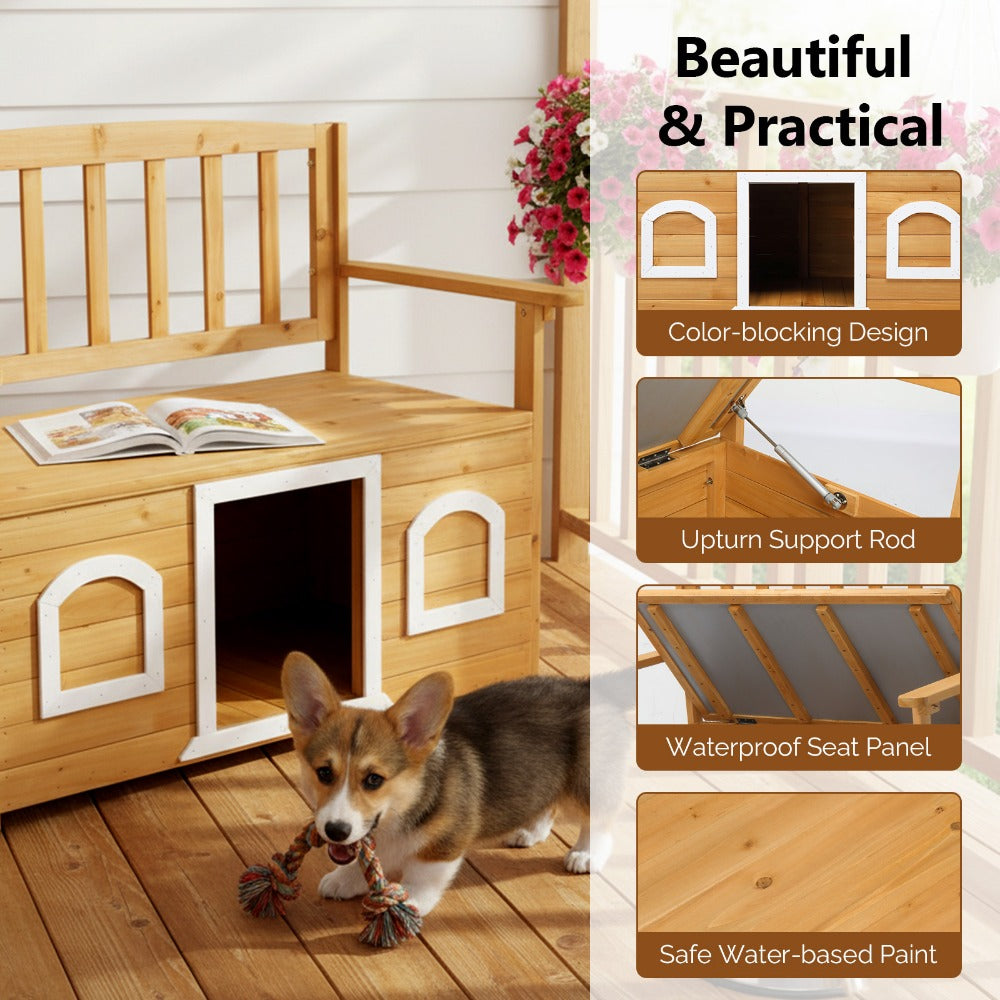 Wood Outdoor Bench with Hidden Storage and Weather-Resistant Finish for Patio detail image - detail view 5