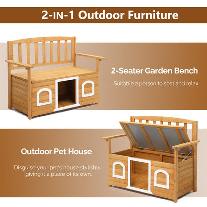 Wood Outdoor Bench with Hidden Storage and Weather-Resistant Finish for Patio detail image - detail view 6