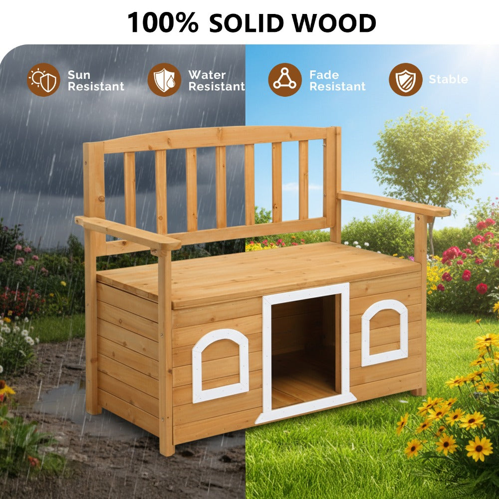 Wood Outdoor Bench with Hidden Storage and Weather-Resistant Finish for Patio detail image - detail view 7