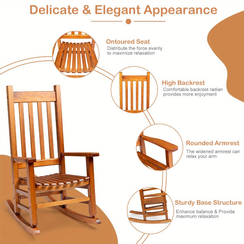 Wood Rocking Chair with Armrests for Comfortable Everyday Seating in Living Room detail image - detail view 4