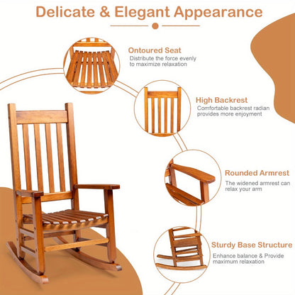Wood Rocking Chair with Armrests for Comfortable Everyday Seating in Living Room detail image - detail view 4