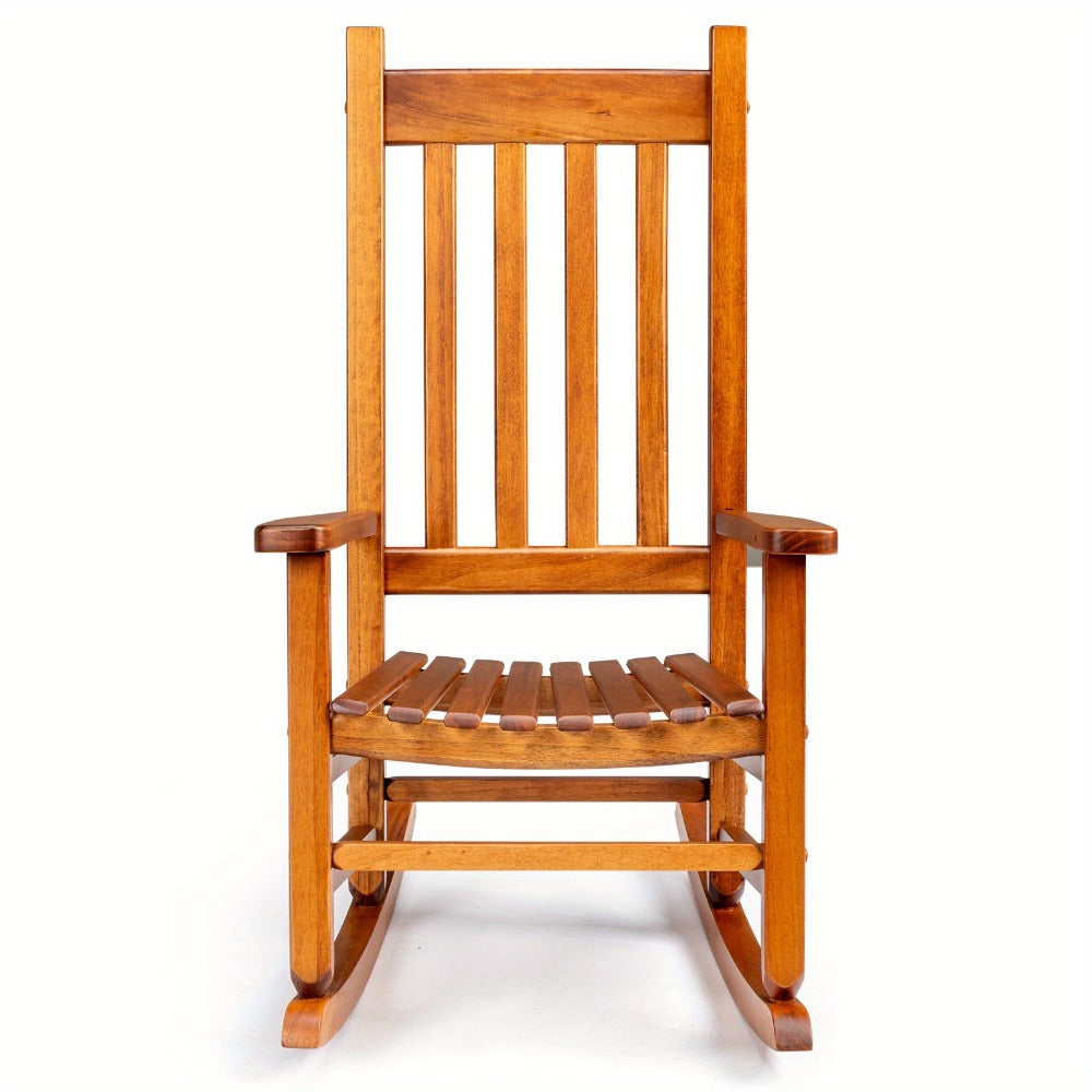 Rocking Chair, Wooden Solid Poplar Wood, Small Armrest Rocker with Square Back, Natural shown in the main product view