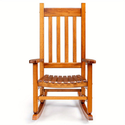 Rocking Chair, Wooden Solid Poplar Wood, Small Armrest Rocker with Square Back, Natural shown in the main product view