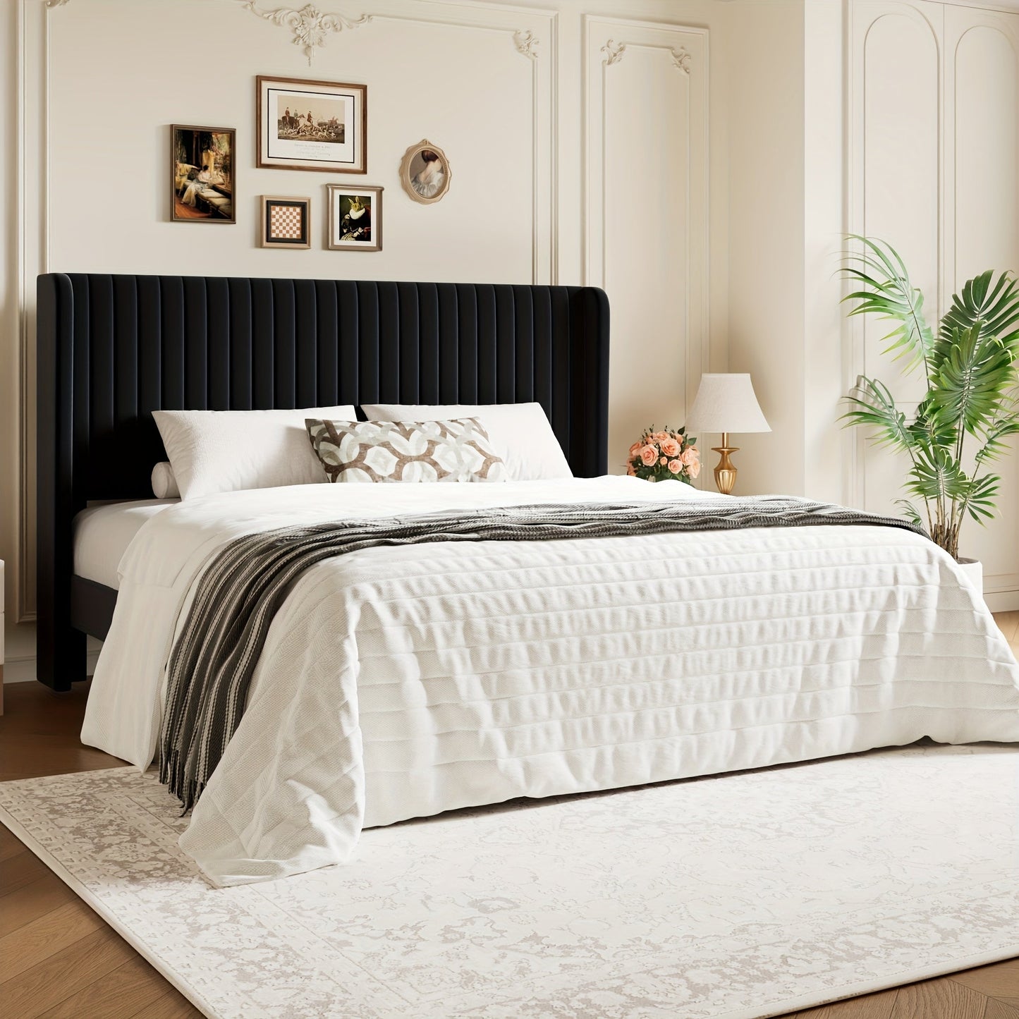 Bed Frame shown in the Black, King option