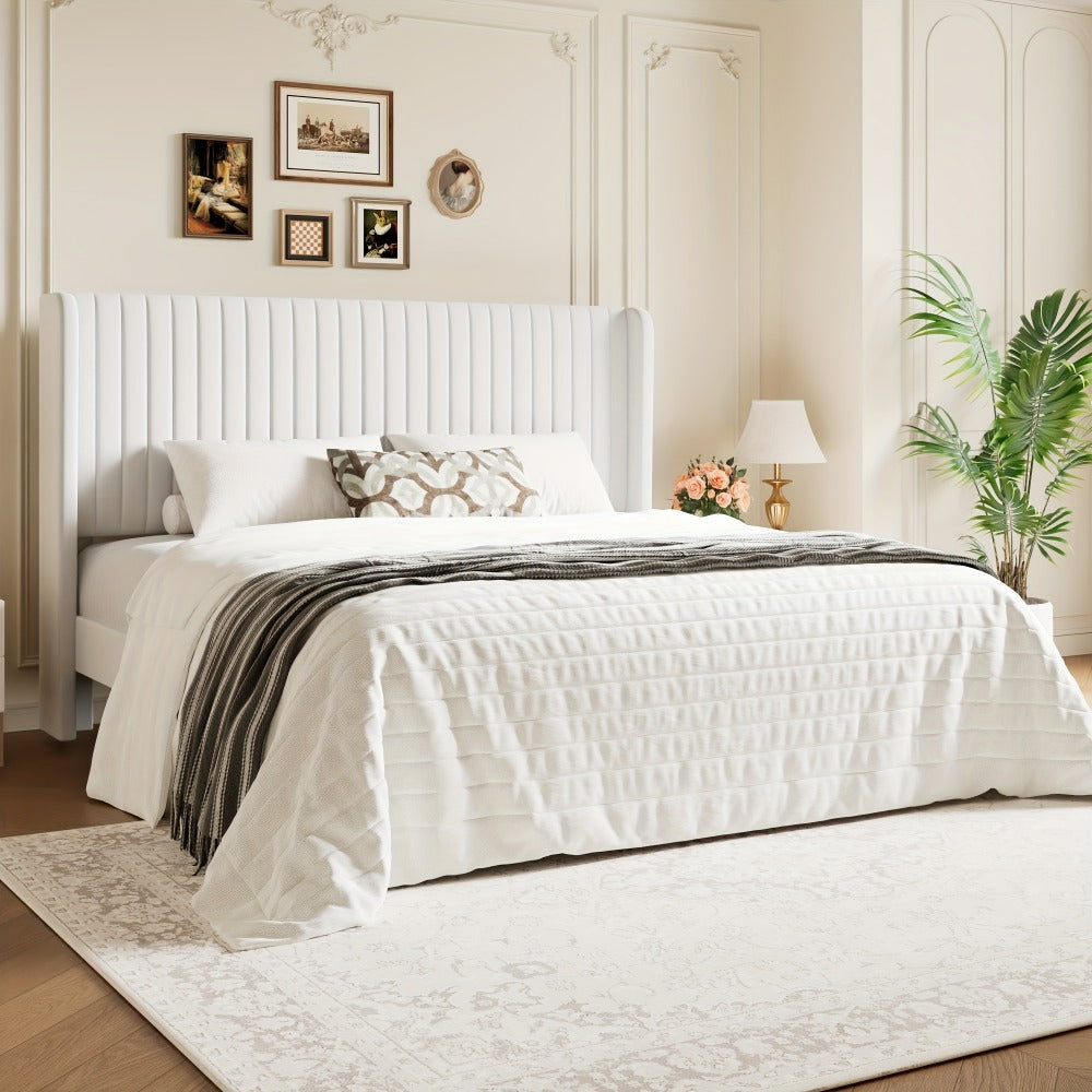 Wood Velvet Bed Frame with No Box Spring Needed and Multiple Color Options for Bedroom detail image - detail view 11