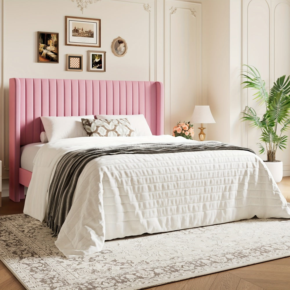 Wood Velvet Bed Frame with No Box Spring Needed and Multiple Color Options for Bedroom detail image - detail view 12