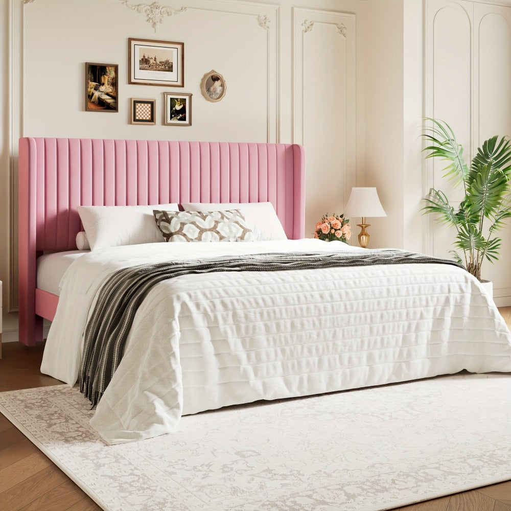 Wood Velvet Bed Frame with No Box Spring Needed and Multiple Color Options for Bedroom detail image - detail view 14