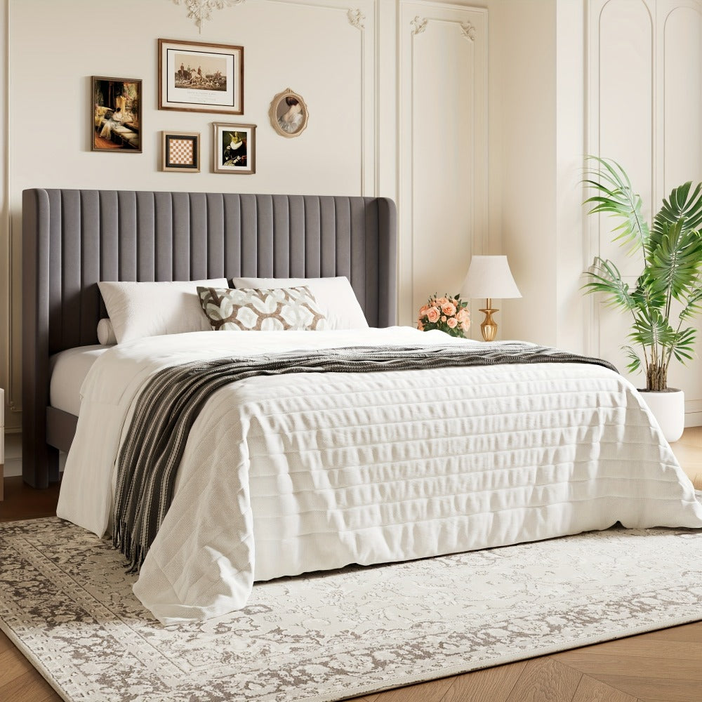 Wood Velvet Bed Frame with No Box Spring Needed and Multiple Color Options for Bedroom detail image - detail view 15