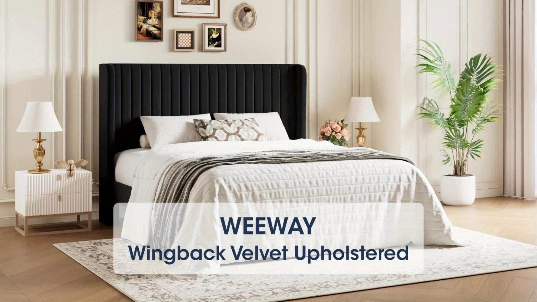 Wood Velvet Bed Frame with No Box Spring Needed and Multiple Color Options for Bedroom detail image - detail view 17