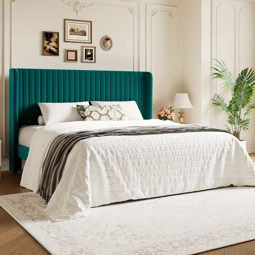 Wood Velvet Bed Frame with No Box Spring Needed and Multiple Color Options for Bedroom detail image - detail view 19