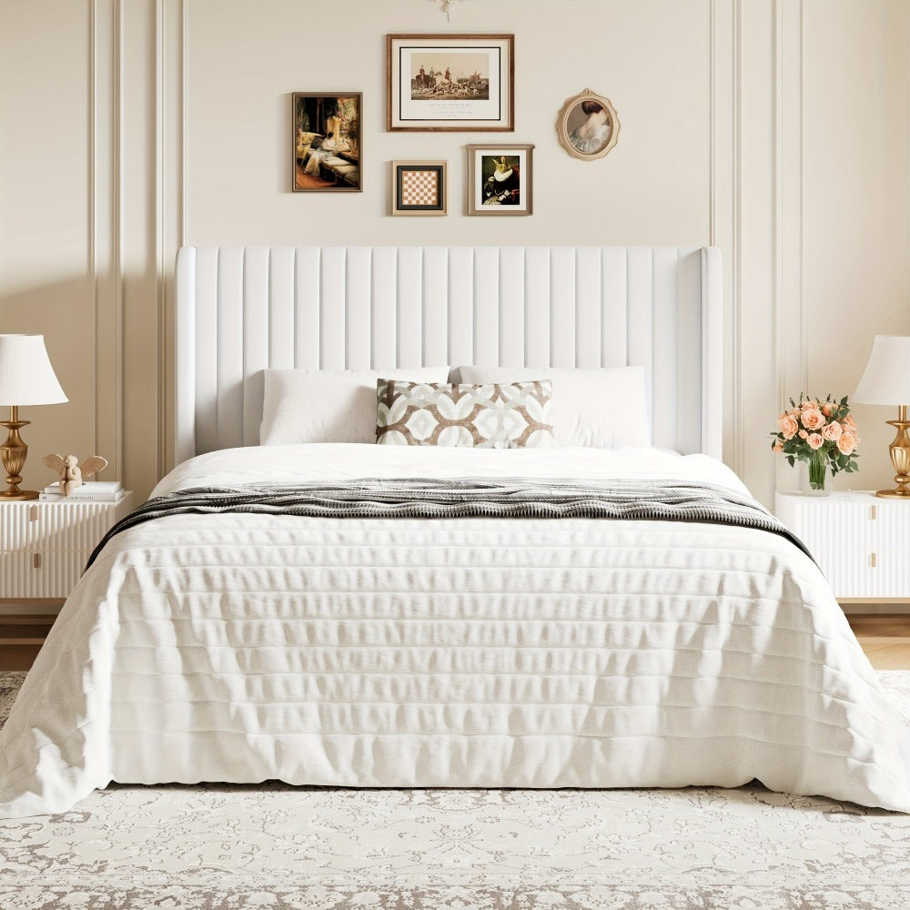 Wood Velvet Bed Frame with No Box Spring Needed and Multiple Color Options for Bedroom detail image