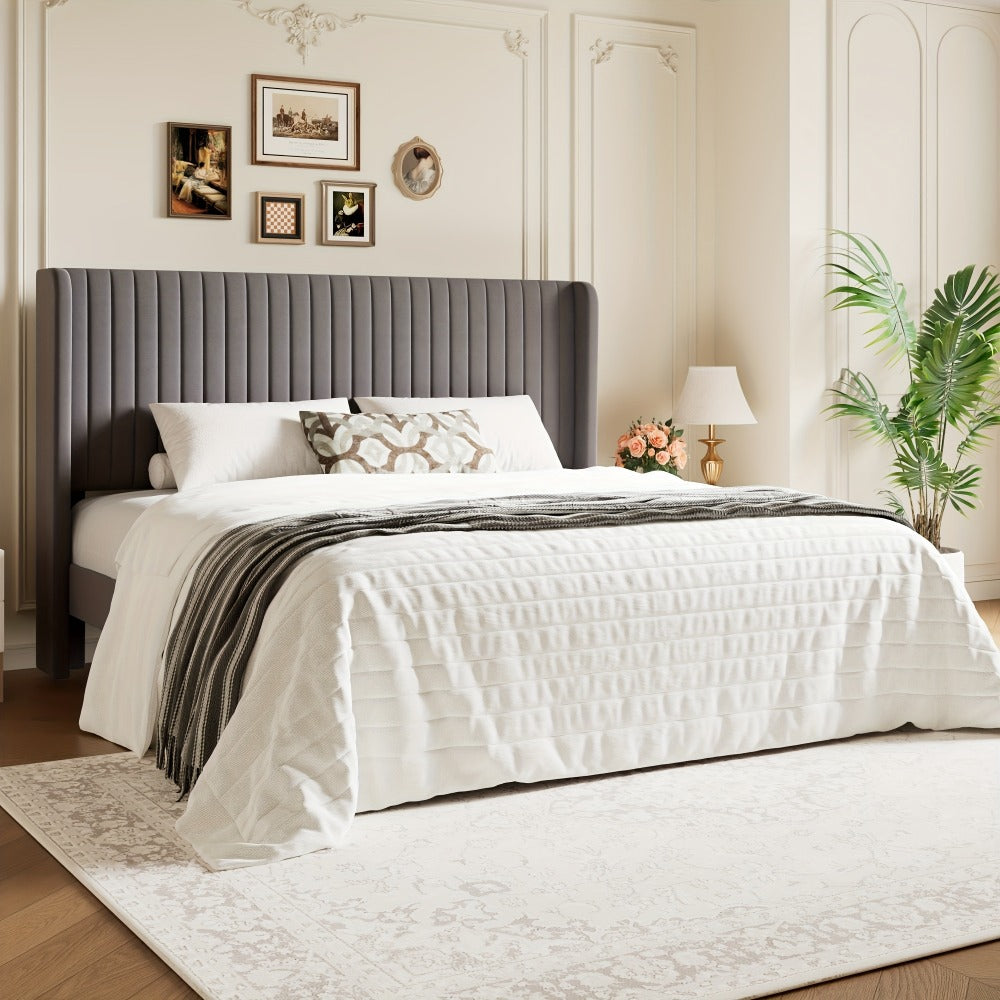Wood Velvet Bed Frame with No Box Spring Needed and Multiple Color Options for Bedroom detail image - detail view 20